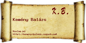 Kemény Balázs névjegykártya